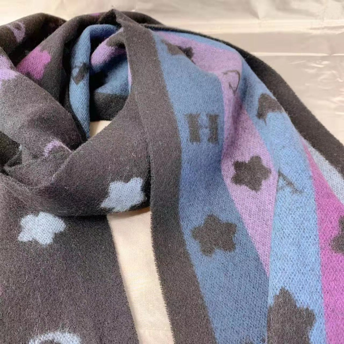 Coach Women's 4623 Stars Striped Print Muffler In Black Multi Coach Women's 4623 Stars Striped Print Muffler In Black Multi
